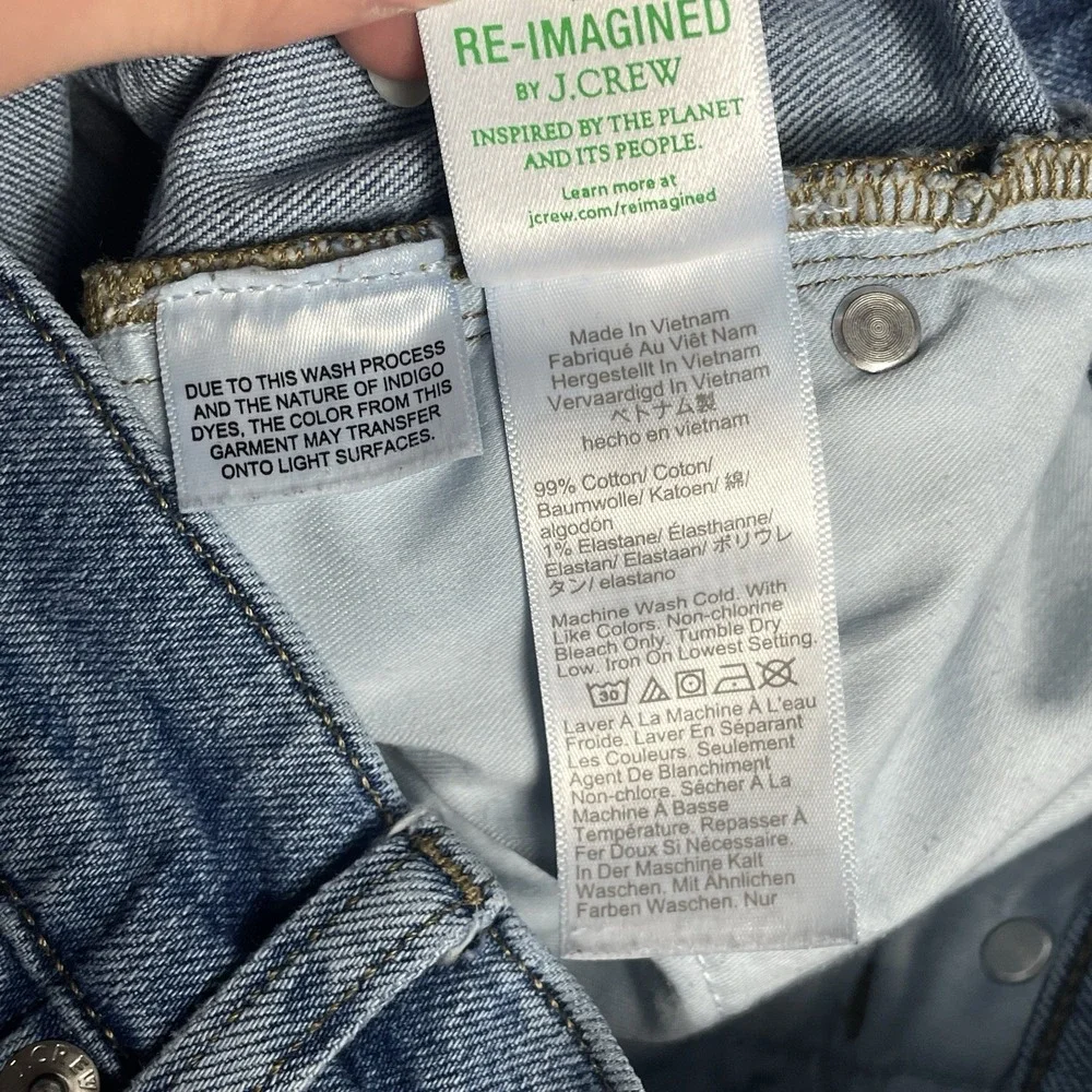 J Crew 96 Denim Trouser Jeans Size 28 High Rise Wide Leg Cuffed CF233 Blue - Picture 7 of 10